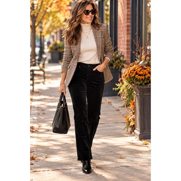 Jones New York Pants - Jones New York Sport Petite 2P Black Stretch Velvet Pants NWT Straight Leg